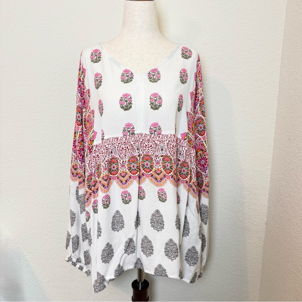 Sundance Free Spirit Top Tunic Boho Chic Style Shirt‎ Blouse Size Large